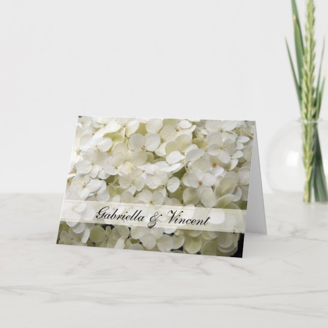 Invitation Mariage floral blanc Hydrangea (Devant)
