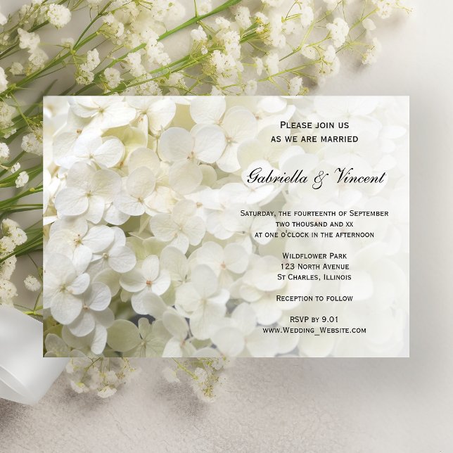 Invitation Mariage floral blanc Hydrangea (Créateur téléchargé)