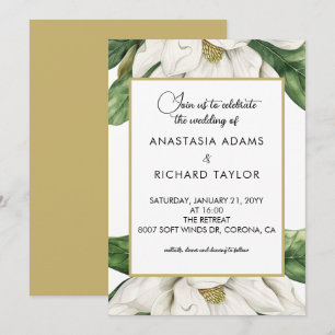Invitation Mariage floral blanc Magnolia
