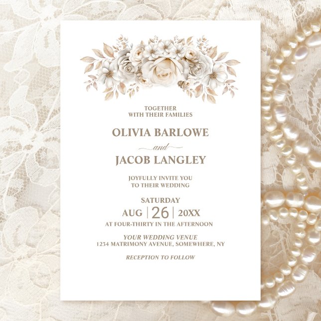 Invitation Mariage floral blanc rustique (Créateur téléchargé)