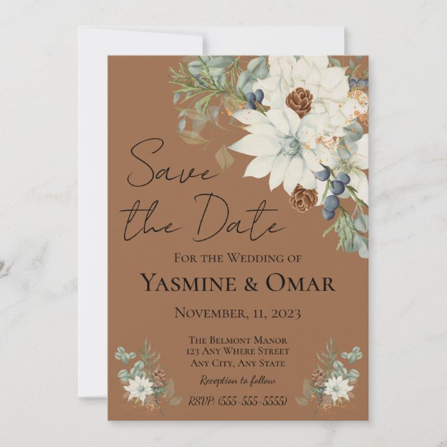 Invitation Mariage floral blanc rustique simple et moderne (Devant)