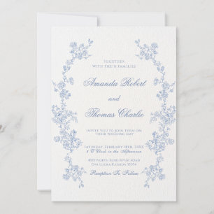 Invitation Mariage Floral bleu