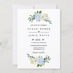 Invitation mariage floral bleu