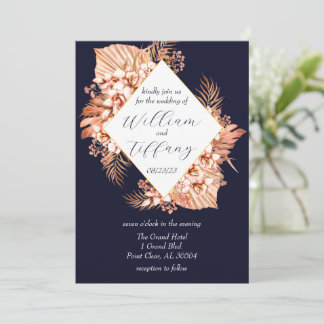 Invitation Mariage Floral bleu Boho