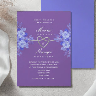 Invitation Mariage floral bleu et violet