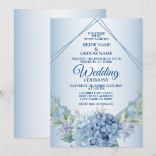 Invitation Mariage Floral Bleu Herbal Cadre Poussiéreux Vinta