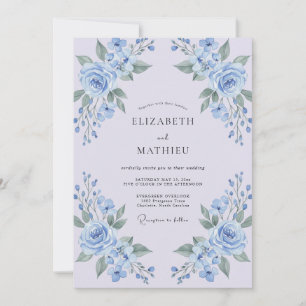 Invitation Mariage Floral Bleu Poudre