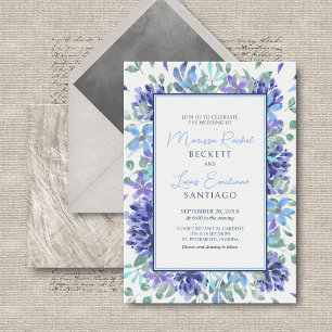 Invitation Mariage floral bleu tropical