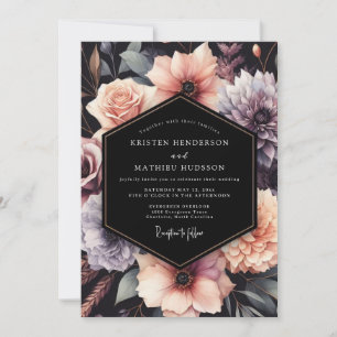 Invitation Mariage Floral Blush Noir