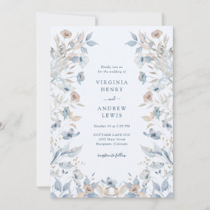 Invitation Mariage Floral Bohème Bleu