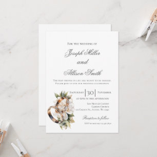 Invitation Mariage floral boho avec anneaux