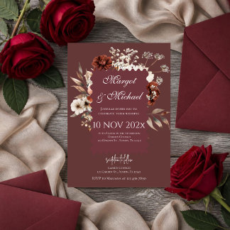 Invitation Mariage floral boho beige