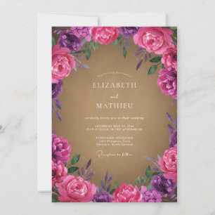 Invitation Mariage Floral Botanique Magenta Violet