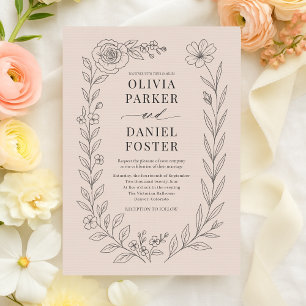 Invitation Mariage Floral Botanique Rose Pâle