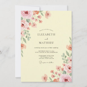 Invitation Mariage Floral Botanique Teint de Citron