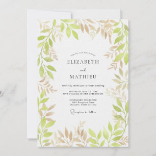 Invitation Mariage Floral Botanique Vert Pâle