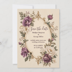 Invitation Mariage Floral Botanique Violet Conte de Fée Médié