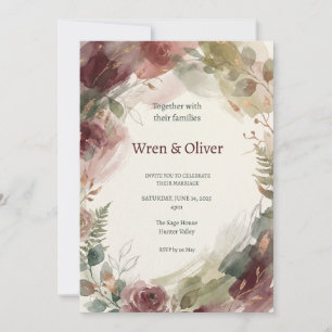 Invitation Mariage Floral Bourgogne