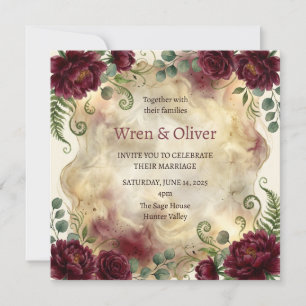 Invitation Mariage Floral Bourgogne Orné