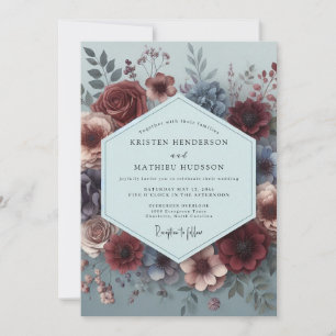 Invitation Mariage Floral Bourguignon Artistique