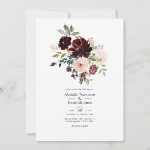 Invitation Mariage Floral Bourguignon Baies et Rose