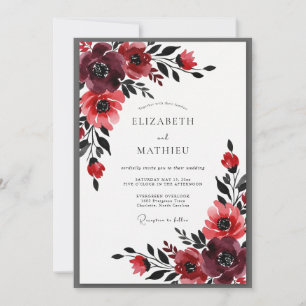 Invitation Mariage Floral Bourguignon Impressionniste