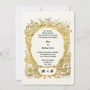 Invitation Mariage Floral Cartouche de l'époque victorienne