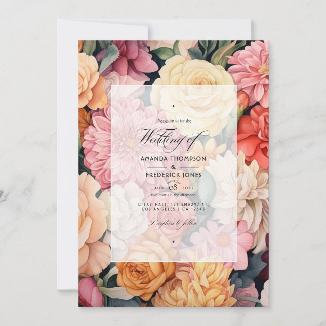 Invitation Mariage Floral Champagne (Devant)