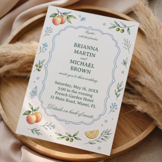 Invitation Mariage Floral Citron Méditerranéen