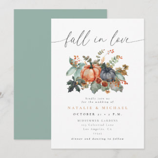 Invitation Mariage Floral Citrouille Tombe Amoureuse de l'Aut