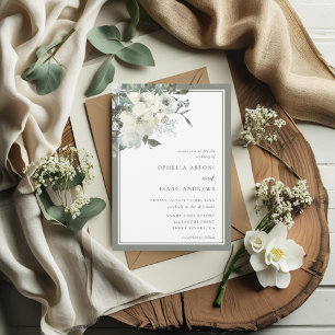 Invitation Mariage floral classique élégant en ivoire d'olive