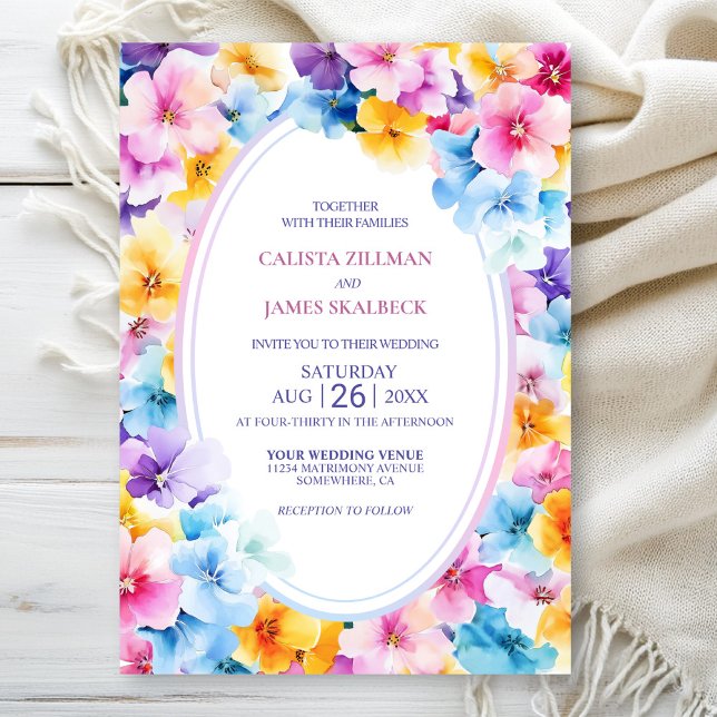 Invitation Mariage floral coloré (Créateur téléchargé)