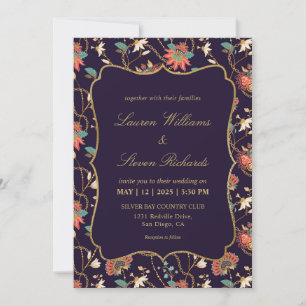 Invitation Mariage floral coloré à la crème personnalisée