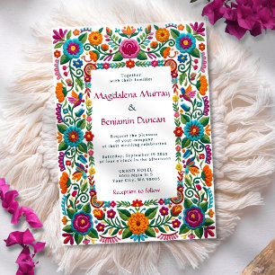 Invitation Mariage Floral Coloré Fiesta Mexicaine Broderie