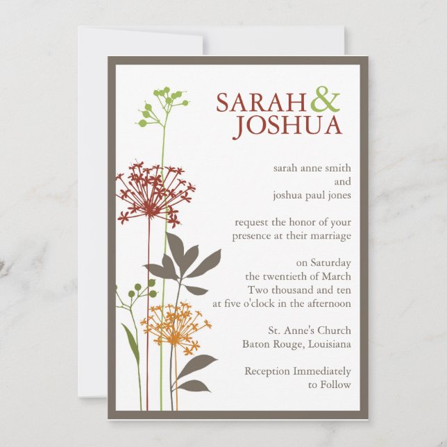 Invitation Mariage floral contemporain (Devant)