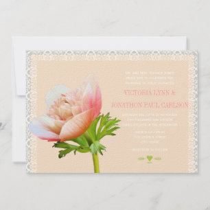 Invitation Mariage floral Coral et Lace Peony