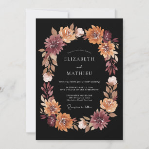 Invitation Mariage Floral Coup de Pinceau Bourgogne