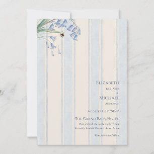 Invitation Mariage Floral Crème Bleu Bluebells Patrimoine