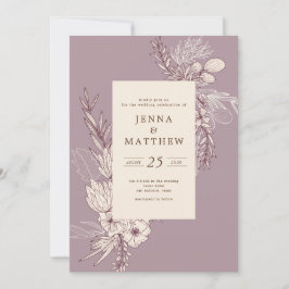 Invitation mariage floral crème moderne