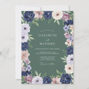 Invitation Mariage Floral Crépuscule Vert Sauge