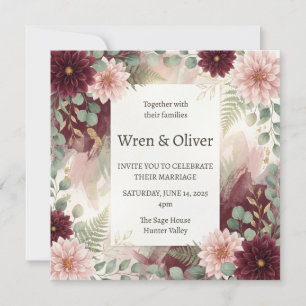 Invitation Mariage Floral Daisy Bourgogne