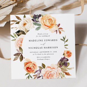 Invitation Mariage Floral d'Automne Rustique Aquarelle