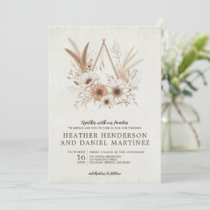 Invitation Mariage floral de Boho neutre
