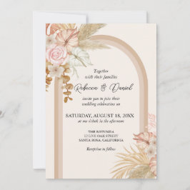 Invitation Mariage floral de Boho neutre rustique
