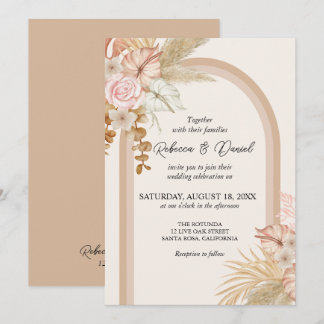 Invitation Mariage floral de Boho neutre rustique