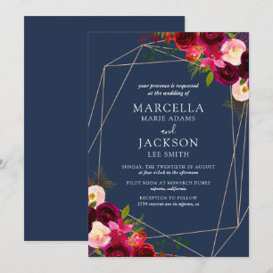 Invitation Mariage floral de Bourgogne et Marine