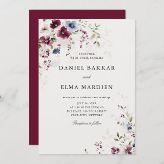 Invitation Mariage floral de Bourgogne moderne
