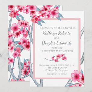 Invitation Mariage floral de cerise en fleurs