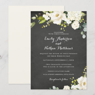 Invitation Mariage floral de Champagne blanc en tableau de bo
