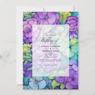 Invitation Mariage floral de chaux et de violet